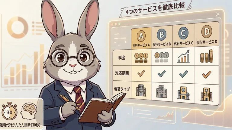 退職代行サービス4社を徹底比較｜料金・タイプ・対応範囲を一覧表で確認